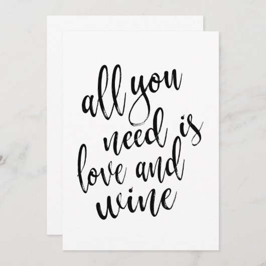 愛とワインがあればそれで十分 - お手頃価格のサイン (正面/裏面)