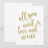 愛とワインがあれば十分なウェディングサイン 招待状 (正面/裏面)