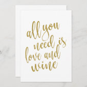 愛とワインがあれば十分 - お手頃なサイン 招待状 (正面/裏面)