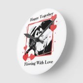 愛と一緒に流れて幸せハートフレーム壁 ラウンド壁時計 (傾斜)