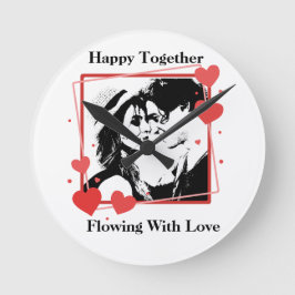 愛と一緒に流れて幸せハートフレーム壁 ラウンド壁時計