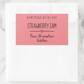 愛と一緒に自家製ストロベリージャムピンク 長方形シール (バッグ)