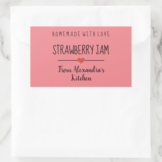 愛と一緒に自家製ストロベリージャムピンク 長方形シール (バッグ)