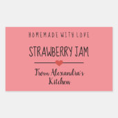 愛と一緒に自家製ストロベリージャムピンク 長方形シール (正面)