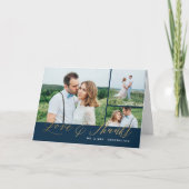 愛と三感謝してい枚の写真金ゴールド書道ありがとう シーズンカード (正面)