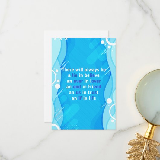 愛と人生と友情についての引用文 サンキューカード (正面/裏面インサイチュ)