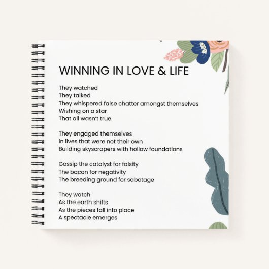 愛と人生の詩やる気を起こさせるに勝つ ノートブック (正面)