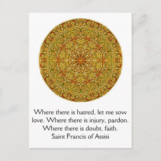 愛と信仰についてのアッシジ引用文の聖フランシス ポストカード (正面)