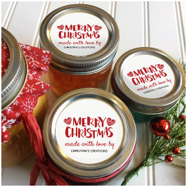 愛と優しさで作られたクリスマスハート ラウンドシール