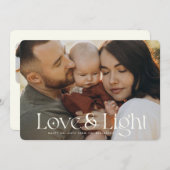 愛と光の家族モダン写真ホリデーカード (正面/裏面)
