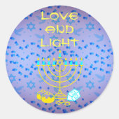 愛と光をパーソナライズするハヌカーのギフトスタンプ ラウンドシール (正面)