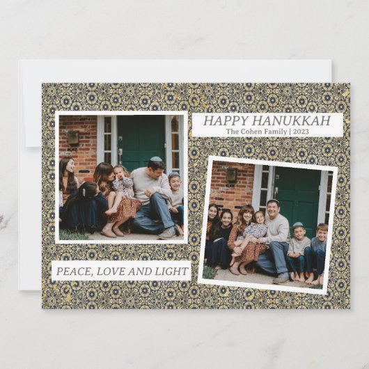愛と光 |エレガントハヌカー家族2枚の写真 シーズンカード (正面)