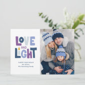 「愛と光」ハッピーハヌカー写真ホリデーカード シーズンカード (スタンド正面)