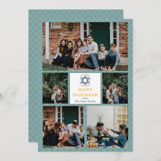 愛と光 |ハヌカー家の写真コラージュ シーズンカード (正面/裏面)
