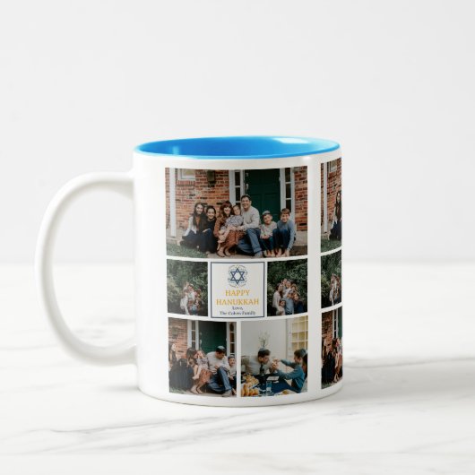 愛と光 |ハヌカー家の写真コラージュ ツートーンマグカップ (左)