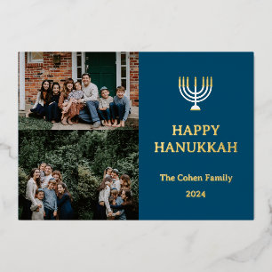 愛と光  ハヌカー家の写真コラージュ 箔シーズンカード
