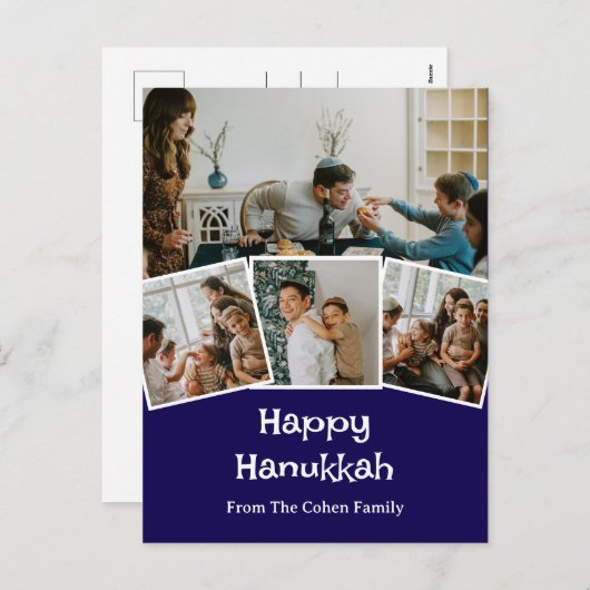 愛と光 |ハヌカー家族の写真コラージュ シーズンポストカード (正面/裏面)