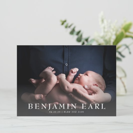 愛と写感謝してい真の誕生発表カード 案内状 (スタンド正面)