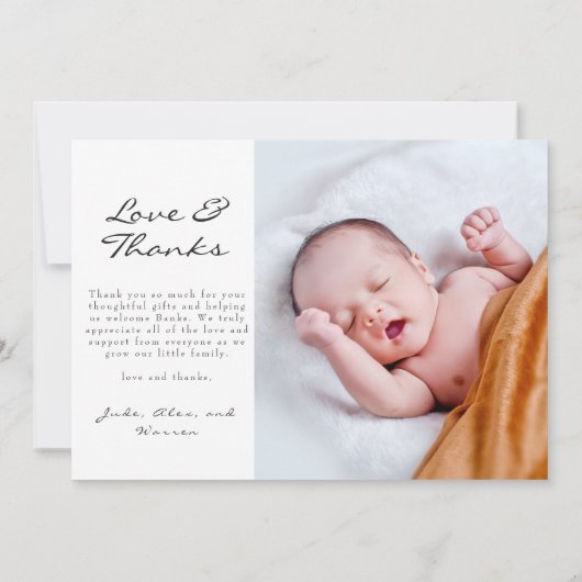 愛と写感謝してい真の誕生発表カード 案内状 (裏面)