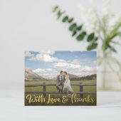 愛と写真のハガキ感謝していー付き金ゴールド ポストカード (スタンド正面)