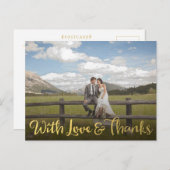 愛と写真のハガキ感謝していー付き金ゴールド ポストカード (正面/裏面)