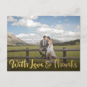 愛と写真のハガキ感謝していー付き金ゴールド ポストカード (正面)