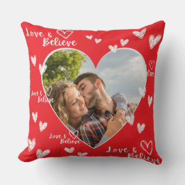愛と写真信じのバレンタパーソナライズされたーギフト クッション