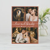 愛と写真感謝していコラージュテラコッタ結婚の サンキューカード (スタンド正面)