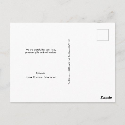 愛と写真感謝していコラージュ赤ちゃんシャワー ポストカード (裏面)