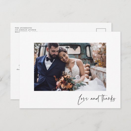 愛と写真感謝していモダンありがとうはがき ポストカード (正面/裏面)