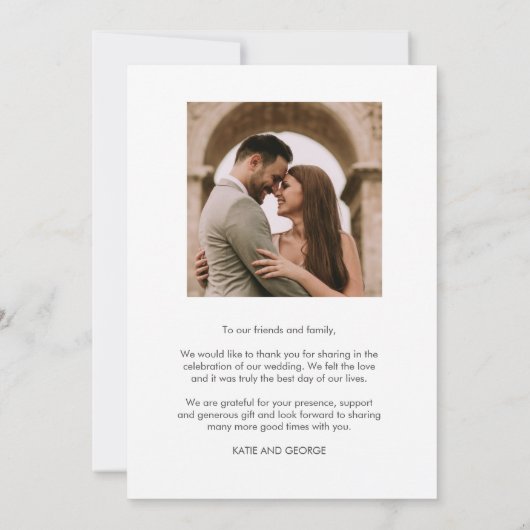 愛と写真感謝していモダンありがとう サンキューカード (裏面)