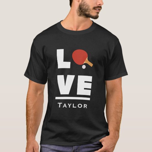 愛と卓球と生きる カスタムネーム入り 卓球ファン Tシャツ (正面)