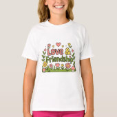愛と友情にインスパイアされたハートフルなTシャツ Tシャツ (正面)