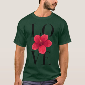 愛と可愛らしい花を愛する人やカップルのギフト家族 Tシャツ