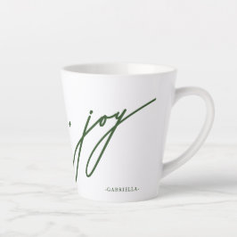 愛と喜びのスクリプト緑の名前クリスマスホリデー カフェラテマグ