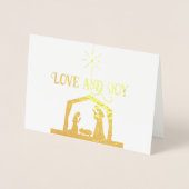 愛と喜びの出生とスターエレガントクリスマス 箔カード (正面)