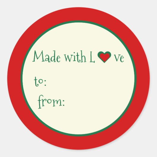 愛と喜びの手作りギフトタグ ラウンドシール (正面)