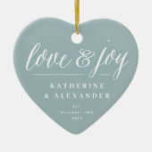 愛と喜びクリスマス第1回写真結婚の セラミックオーナメント (正面)