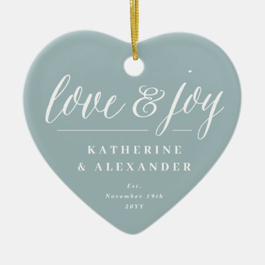 愛と喜びクリスマス第1回写真結婚の セラミックオーナメント (正面)