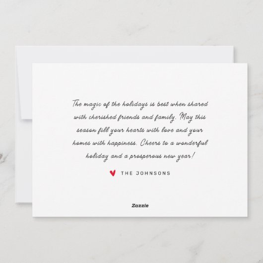 愛と喜びモダンのシンプルクリスマス家族の写真 シーズンカード (裏面)