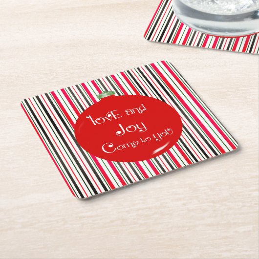 愛と喜びユー来ホリーパーティー スクエアペーパーコースター (アングル)