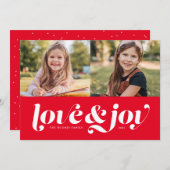 愛と喜び赤2枚の写真 シーズンカード (正面/裏面)
