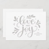 愛と喜び。クリスマス台本の書道の冬 シーズンカード (正面/裏面)