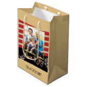 愛と喜び、フォトクリスマパーソナライズされたス ミディアムペーパーバッグ (正面アングル)