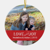 愛と喜び |フォトパーソナライズされたオーナメント セラミックオーナメント (正面)