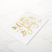 愛と喜び。金ゴールドのクリスマス文字の書道 箔シーズンカード (回転した状態)