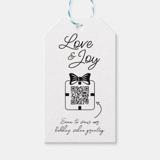 愛と喜びQRコードビデオメッセージファミリーフォト ギフトタグ (正面)
