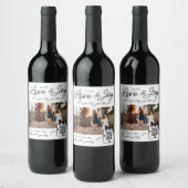 愛と喜びQRコードビデオメッセージファミリーフォト ワインラベル (ボトル)