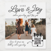 愛と喜びQRコードビデオメッセージファミリーフォト ワインラベル (シングルラベル)