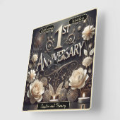 愛と団結の一周年記念お祝い スクエア壁時計 (傾斜)